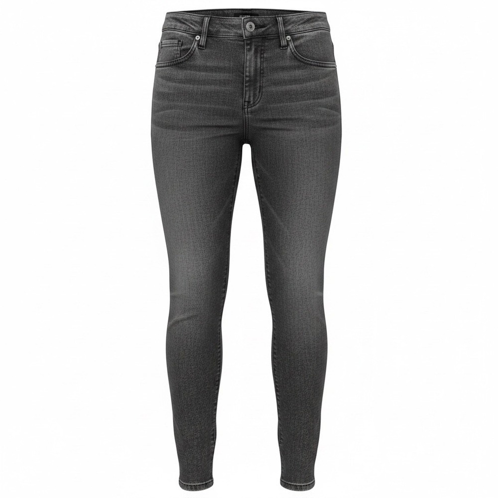 A New Approach Jeans Womens Size 10 Black Silver Shiny Metallic Skinny Stretch